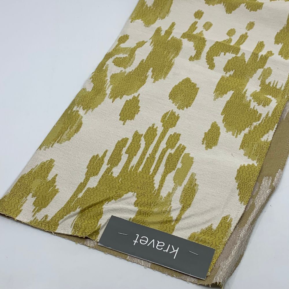 Kravet Exotic Travels Green/Cream Abstract Viscose/Polyester Blend Fabric Sample